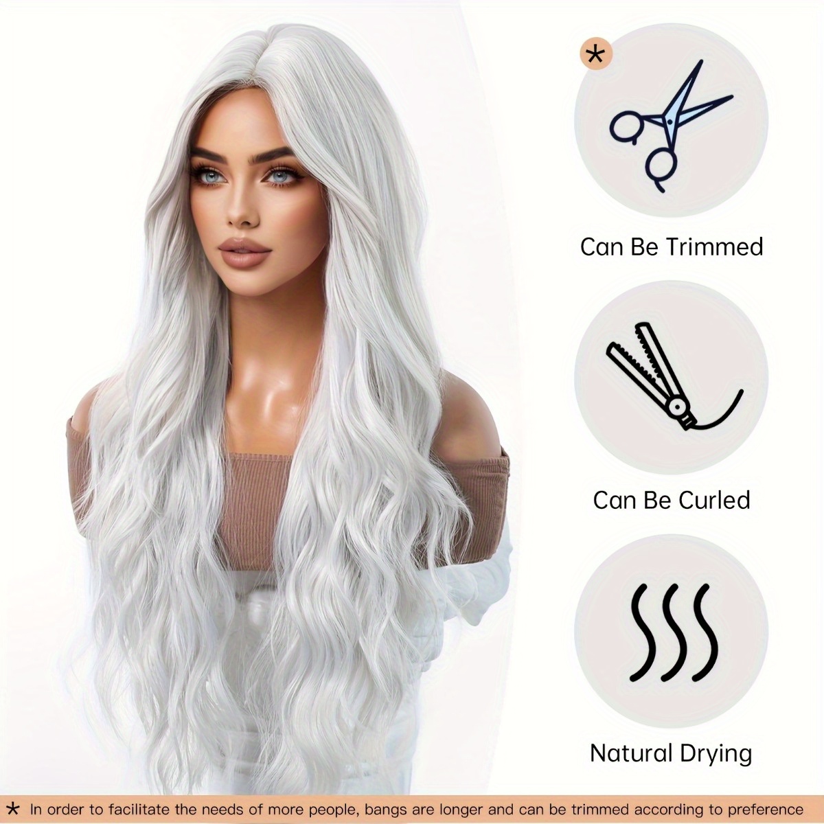 Hair Care Curly Hair - Kunstfaser-Perücke der Marke Anxin: Silberweiße natürliche