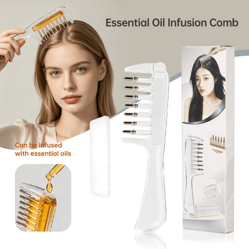 Hair Growth Serum Oil - Transparenter Haarkamm mit ätherischem Öl-Applikator, wiederverwendbar,
