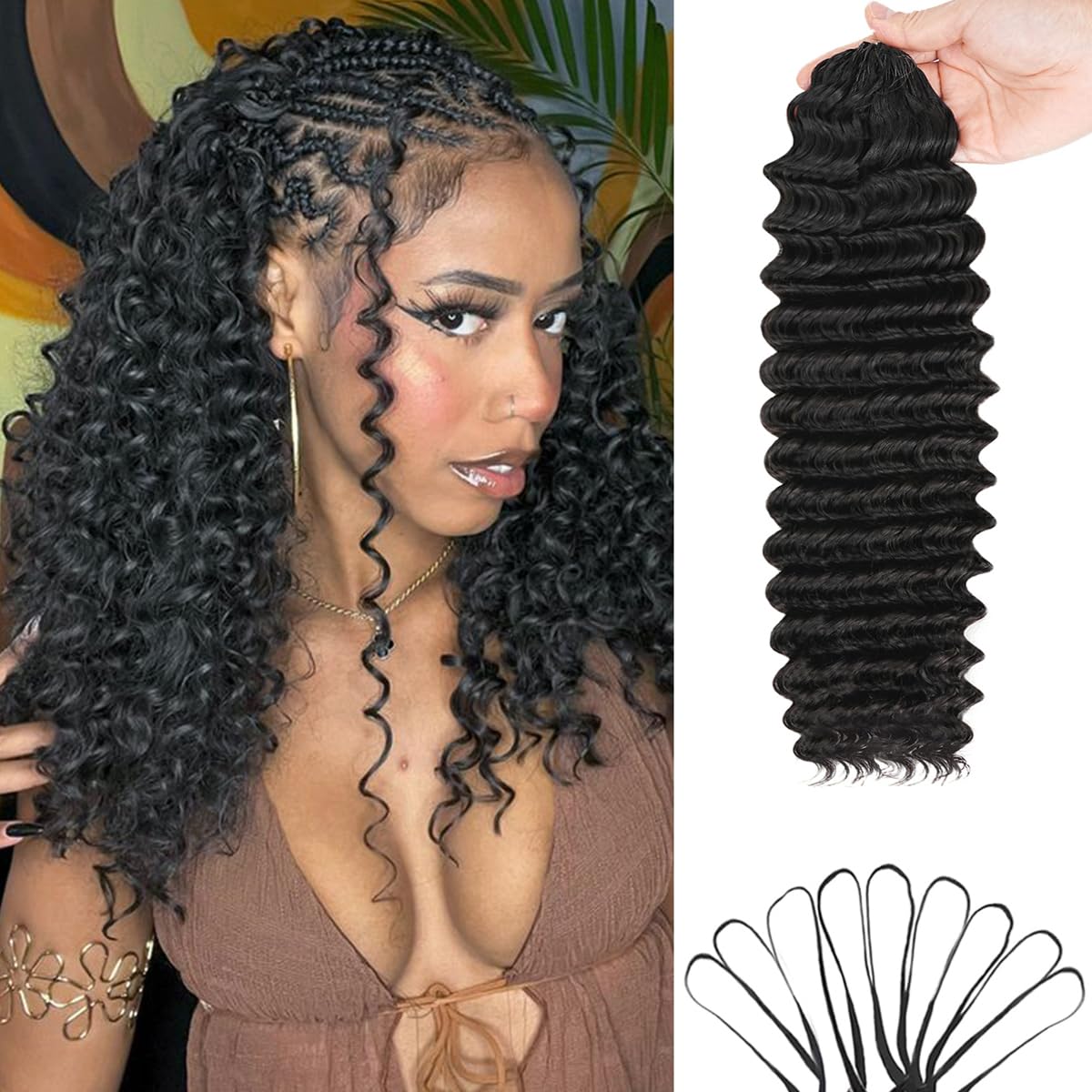 Hair Care Curly Hair - Deep Wave Feather Crochet Echthaar-Extensions Knotless